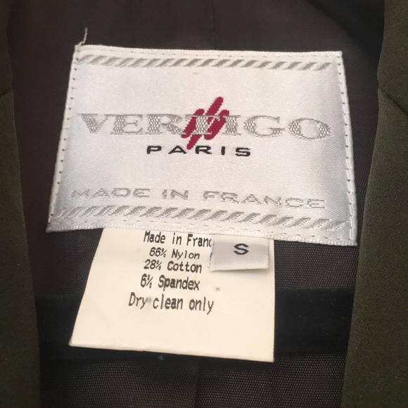 💚SOLD💚intage VERTIGO Paris Olive Green Blazer - Picture 4 of 7